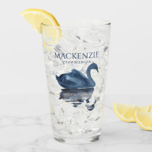 Misty Reflection Blue Swan Bridal Party Keepsake Glass
