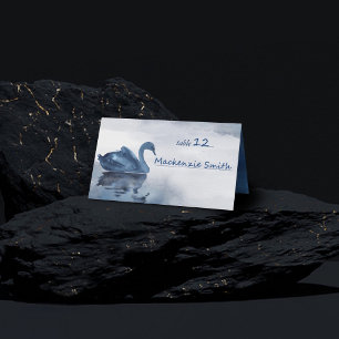 Misty Reflections   Dusty Blue Swan Lake Reception Place Card