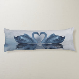 Misty Reflections Moody Dusty Blue Swan on Lake Body Cushion