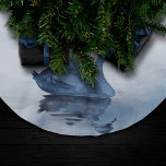 Misty Reflections | Moody Dusty Blue Swan on Lake Brushed Polyester Tree Skirt<br><div class="desc">Muted, dark, and moody hand-painted lake swan keepsake gift theme in soft dusty navy blue with a graceful swan and smoky early morning fog. From the "Reflections" collection, this watercolor design was inspired by the tranquil quiet time when you can be with the one you love without interruption. For customisations...</div>