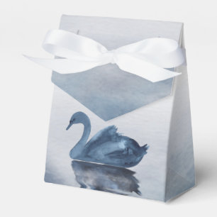Misty Reflections   Moody Dusty Blue Swan on Lake Favour Box