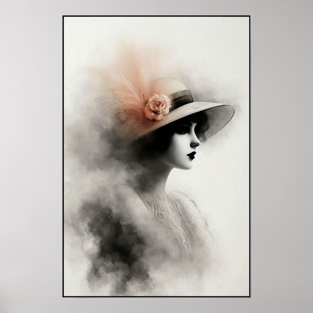 Misty Retro Portrait of Elegance Poster (Front)