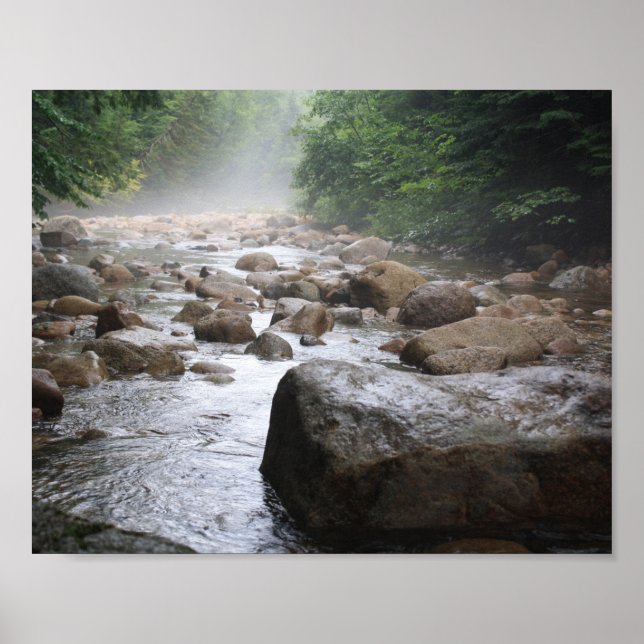 Misty River Rocks Poster (Front)