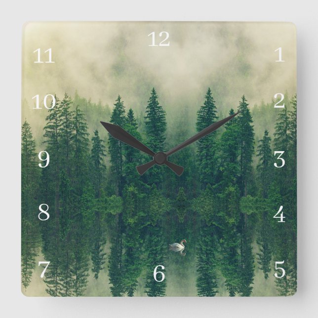 Misty River Square Wall Clock (Front)