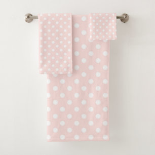 Misty Rose and white dots Bath Towel Set
