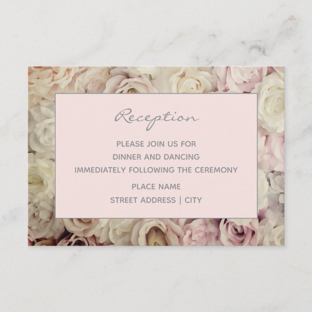 Misty Rose Blush Pink Wedding Reception Cards (Front)