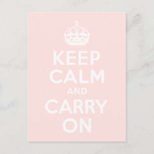 Misty Rose Keep Calm and Carry On Postcard