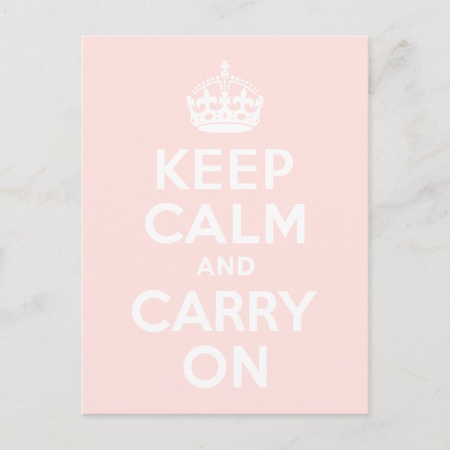Misty Rose Keep Calm and Carry On Postcard (Front)