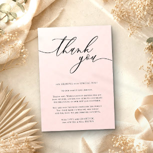 Misty Rose Pink Calligraphy Custom Photo Thank You Enclosure Card