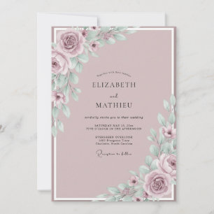 Misty Rose Watercolor Floral Wedding Invitation