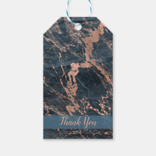 Misty Rustic Blue & Rose Gold Pink Glam Marble Gift Tags