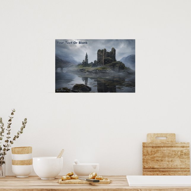 Misty Scottish Castle Ruins Poster (Kitchen)