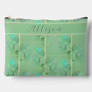 Misty Shamrocks Printed  Accessory Pouch