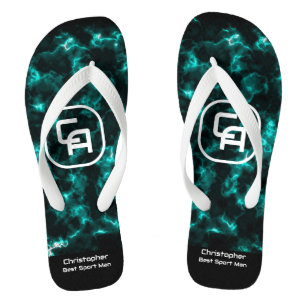 Misty Smoke Monogram Aqua Jandals