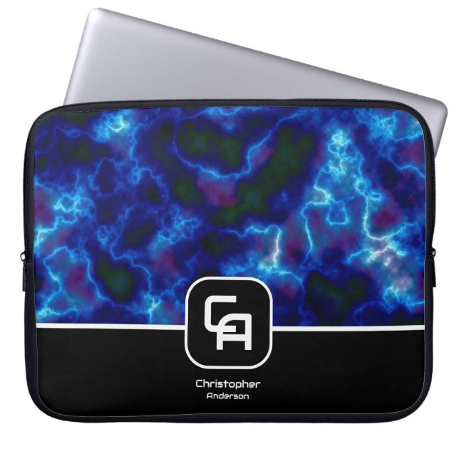 Misty Smoke Monogram Blue Laptop Sleeve (Front)