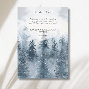 Misty Snowy Forest Mountain Wedding Thank You Card