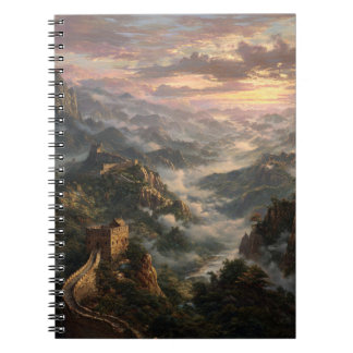 Misty Sunrise Over the Great Wall Notebook