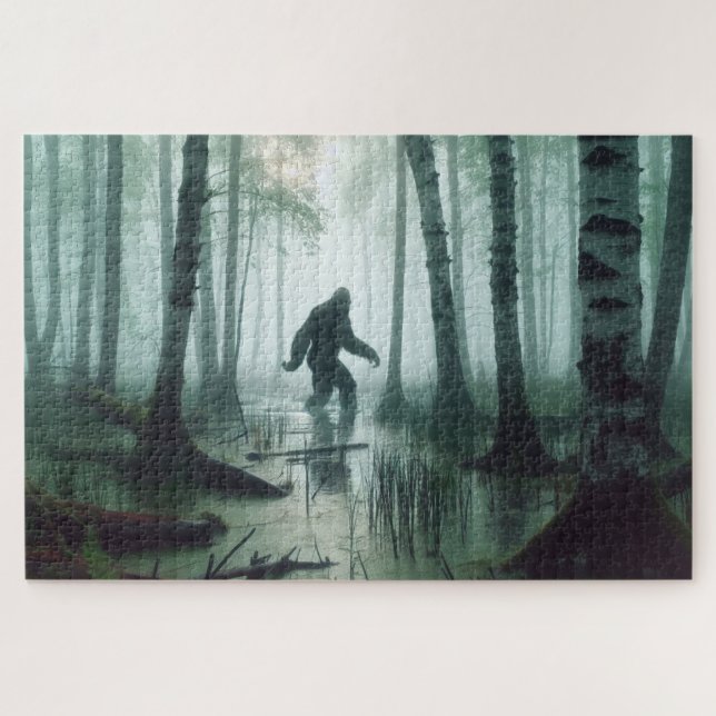 Misty Swamp Stalker, Bigfoot, Cryptid Jigsaw Puzzle (Horizontal)