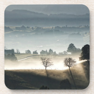 Misty Switzerland Countryside Landscape Coaster