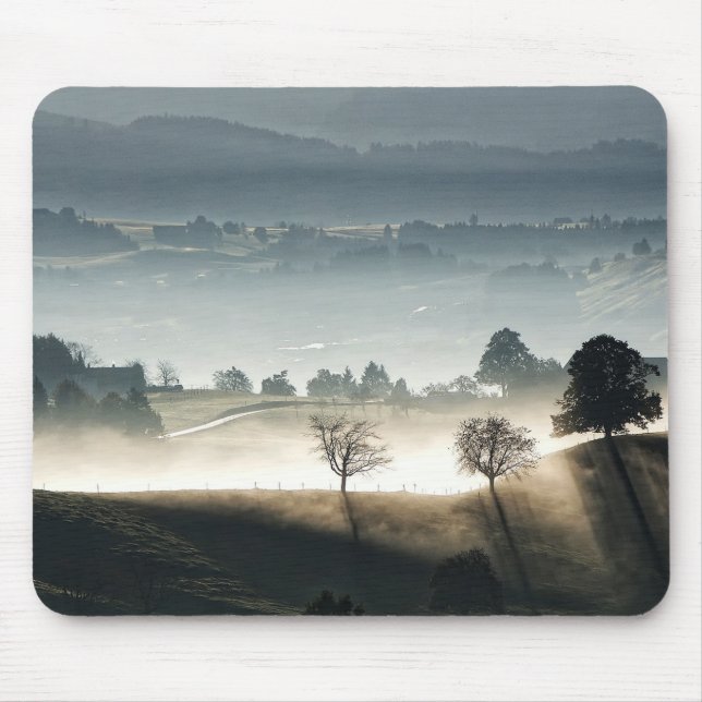 Misty Switzerland Countryside Landscape Mouse Pad (Front)