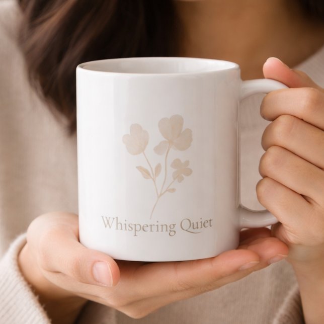 Misty Taupe Florals Classic Mug, 11 oz Coffee Mug (Misty taupe florals and soft lettering bring calm detail to everyday coffee moments)