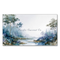 Misty Teal Forest Gold Sparkle Landscape