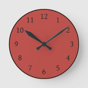 Misty Tomato Red Solid Color Round Clock