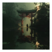 Misty Torii Gate Dawn Solitude Figure