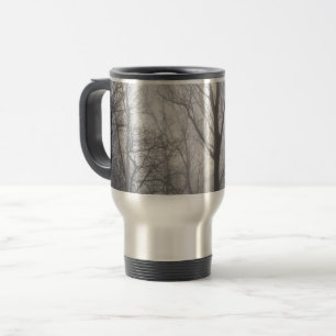 Misty Trees Grey Woodland Travel Mug