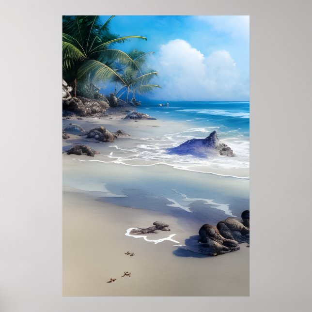 Misty Tropical Beachscape Art Print (Front)