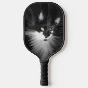 Misty Tuxedo Cat Pickleball Paddle