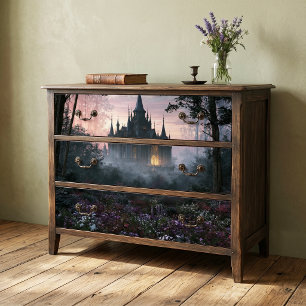Misty Twilight Gothic Castle Forest Decoupage Tissue Paper