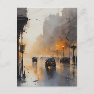 Misty Urban Evening Postcard