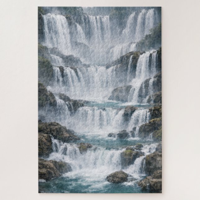 Misty Waterfall Landscape Jigsaw Puzzle (Vertical)