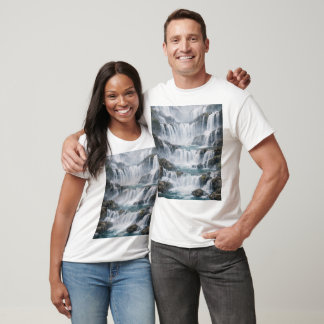 Misty Waterfall Landscape T-Shirt