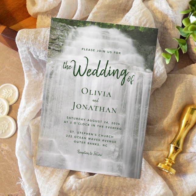 Misty Waterfall Nature Wedding Invitation (Creator Uploaded)