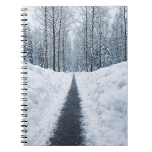 Misty Winter Forest Path Winter Landscape Notebook
