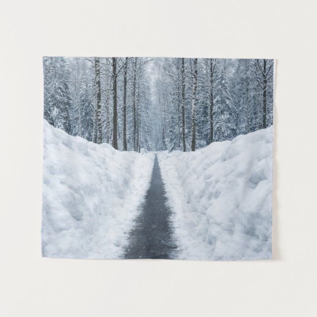 Misty Winter Forest Tapestry (Front (Horizontal))