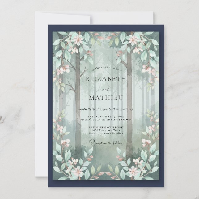 Misty Woodland Eucalyptus Wedding Invitation (Front)