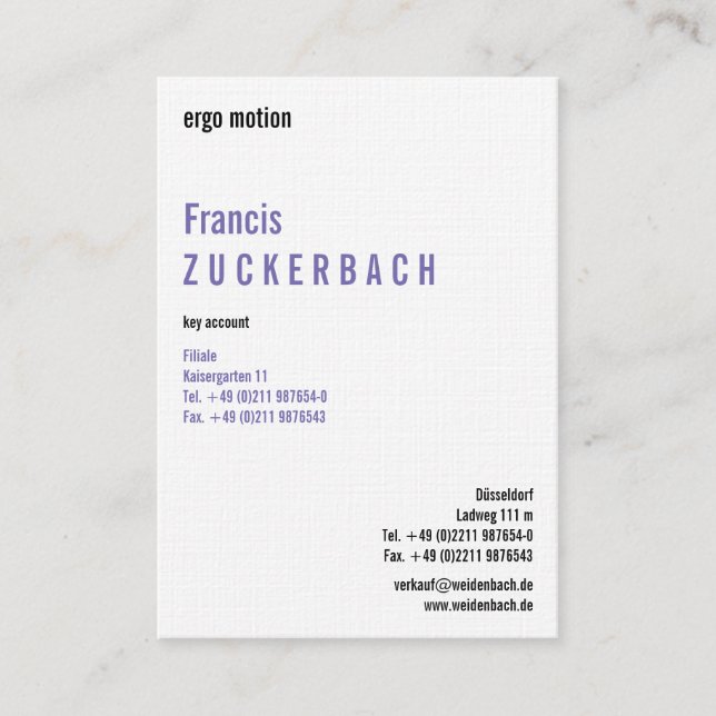Mit Monogram Hochformat Business Card (Front)