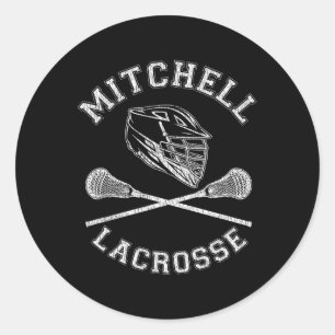 Mitchell Lacrosse Vintage Distressed Retro Lax Classic Round Sticker