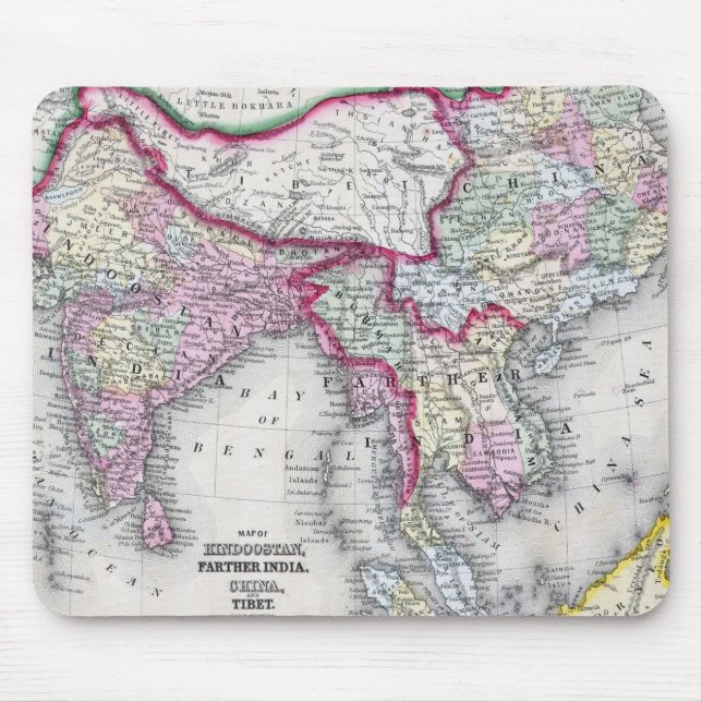 Mitchell Map | India, Tibet, China & SE Asia Mouse Pad (Front)