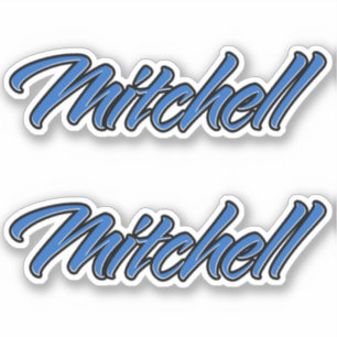 Mitchell name blue sticker embroiderset