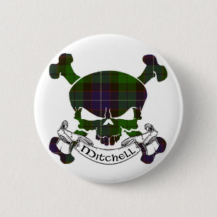 Mitchell Tartan Skull 6 Cm Round Badge