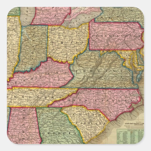 Mitchell's National Map of the American Republic Square Sticker (Front)