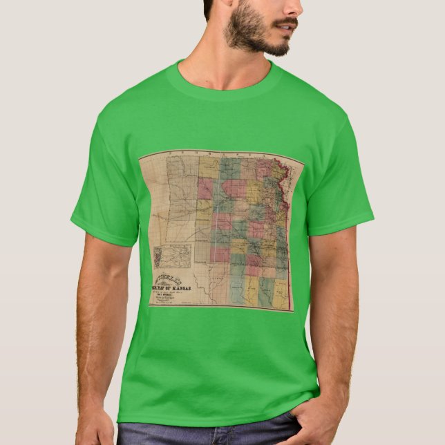 Mitchells Sectional Map of Kansas 1859 T-Shirt (Front)