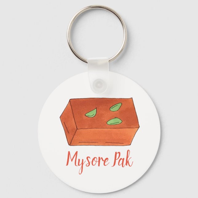 Mithai Indian Sweets Confectionery Mysore Pak Key Ring (Front)