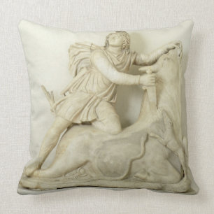 Mithras Sacrificing the Bull, Marble relief, Roman Cushion