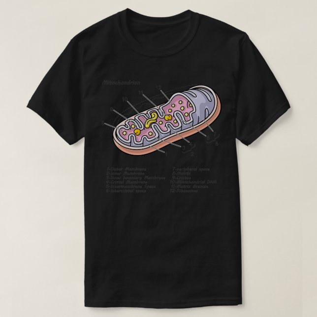 Mitochondrion Cell Biology Diagram T-Shirt (Design Front)