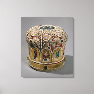 Mitre crown set with pearls and precious canvas print